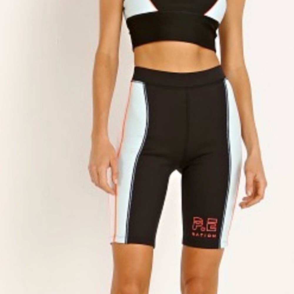 P.E Nation Women's Black and Light Blue Bike Shorts